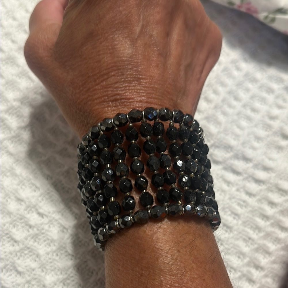 LOFT Elegant Black and Silver Beaded Bracelet